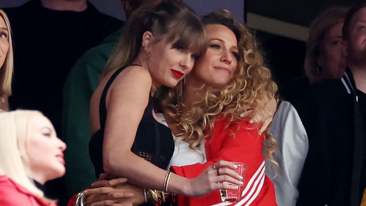 Taylor and Blake at the Super Bowl