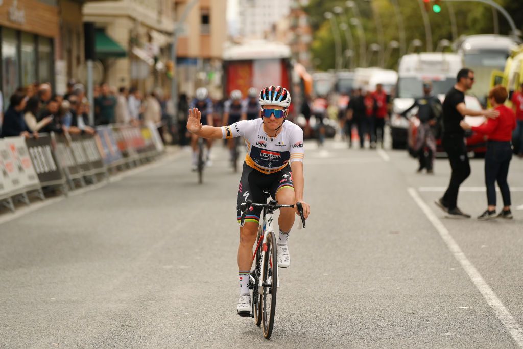 TORTOSA SPAIN MARCH 24 Remco Evenepoel of Belgium and Team Soudal QuickStep Yellow best young jersey prior to the 102nd Volta Ciclista a Catalunya 2023 Stage 5 a 1766km stage from Tortosa to Lo Port Mirador del Portell 1033m UCIWT on March 24 2023 in Tortosa Spain Photo by David RamosGetty Images