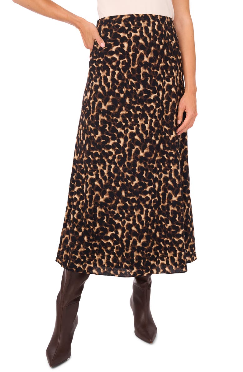 Leopard Print Brushed Pull-On Maxi Skirt