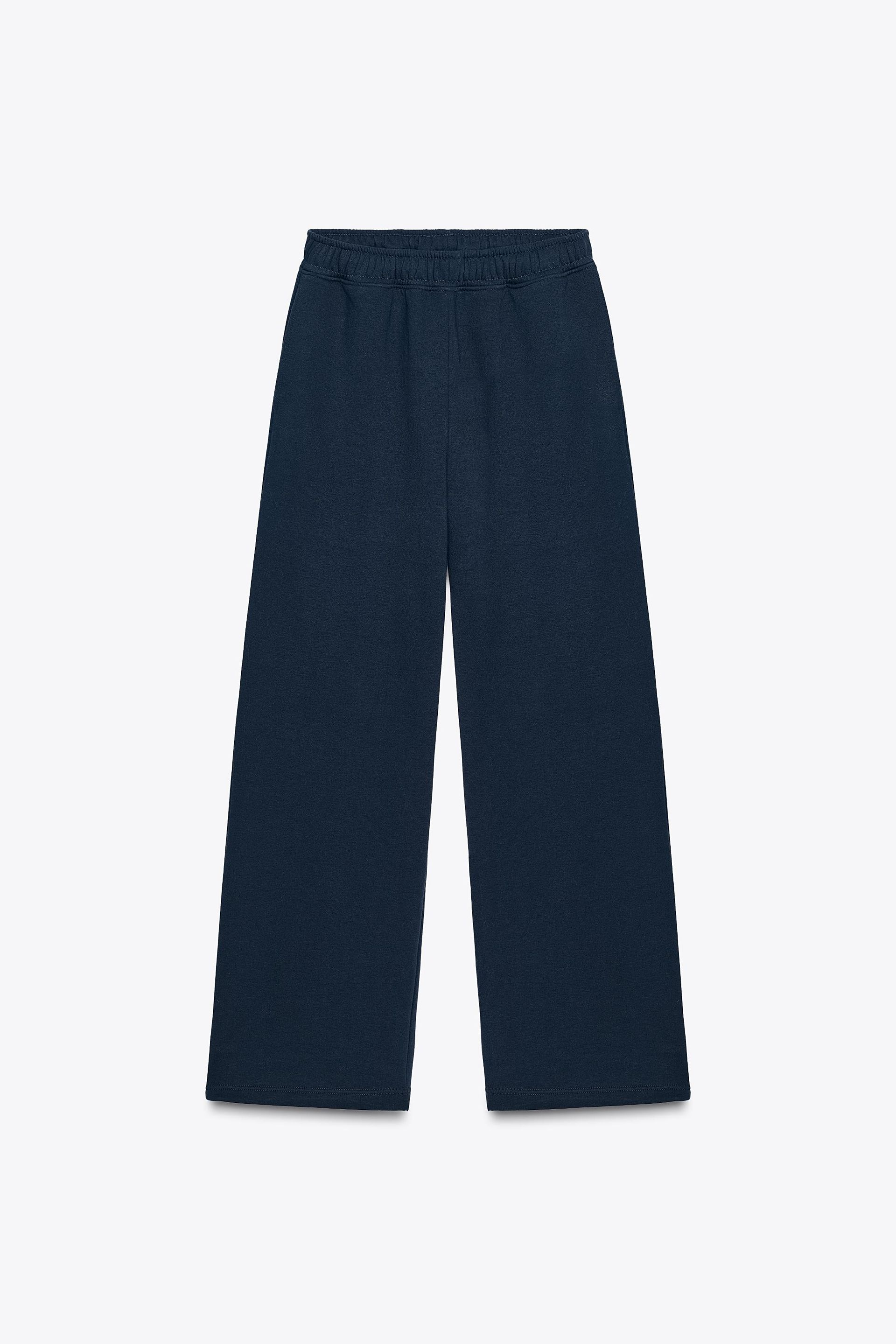 Basic Straight-Leg Plush Pants With Adjustable Hem