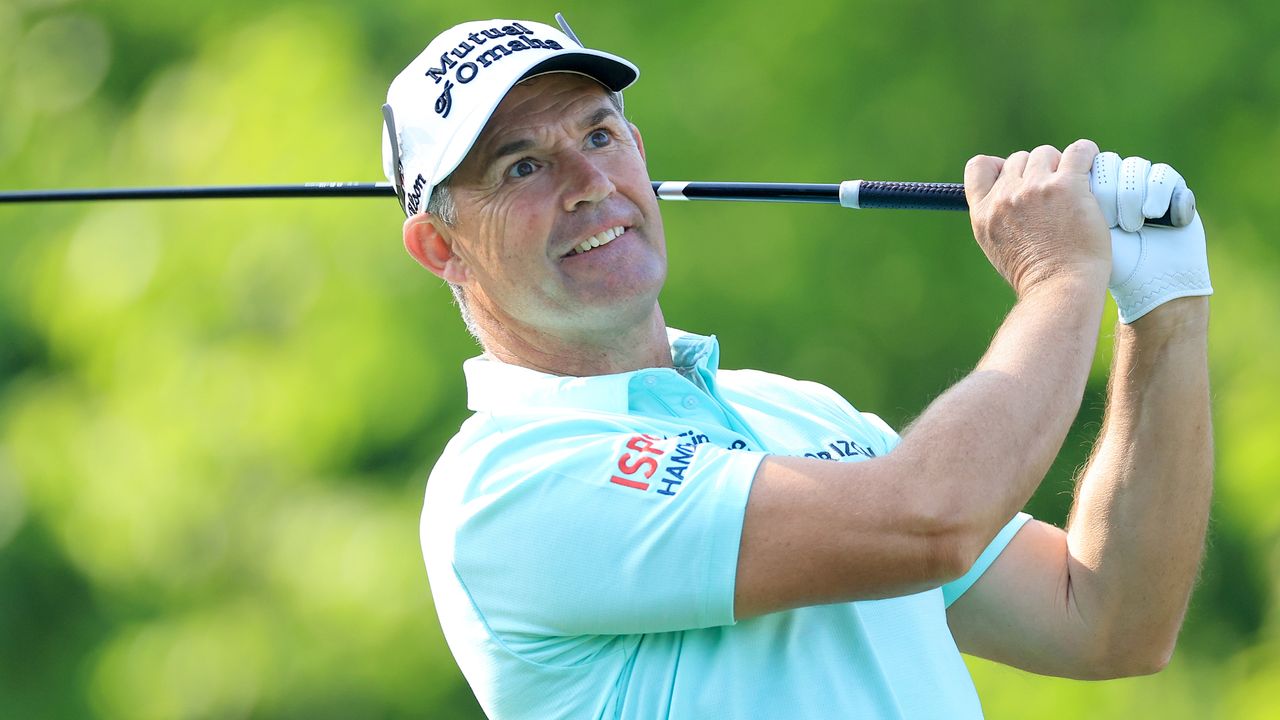 Padraig Harrington take a shot in the 2023 PGA Championship at Oak Hill