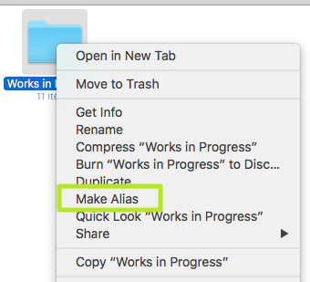 how ot make a shortcut for a folder in mac