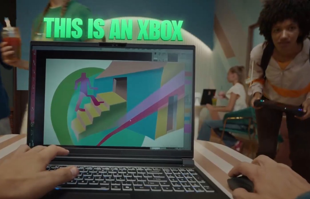 "This is an Xbox" marketing campaign depicting a work laptop, rather than an Xbox or gaming device. 