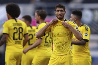 Achraf Hakimi also displayed a message after scoring for Dortmund