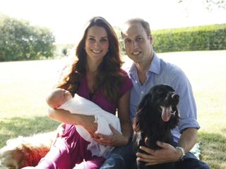 The Cambridge family with dog Lupo