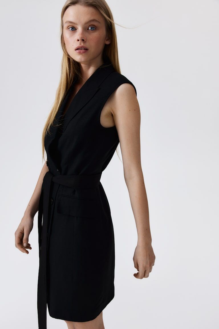 Linen-Blend Blazer Dress