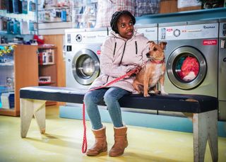 Bailey Baker with Banjo the Dog in EastEnders