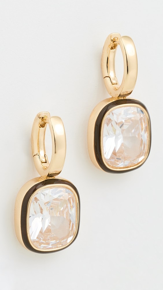 Cubic Cushion Drop Earrings - Dark Chocolate/white