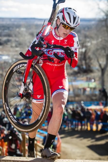 Elle Anderson (Giant Berry Farms) at the top of the run up