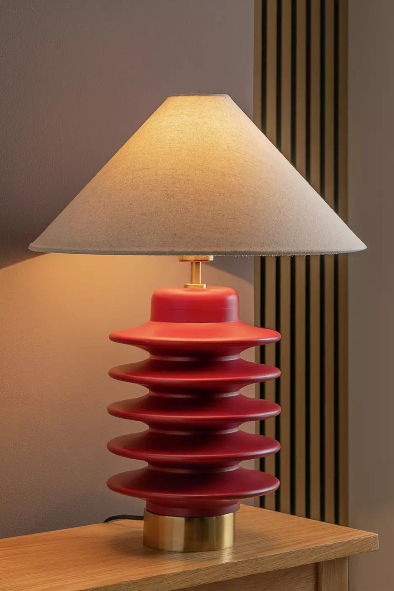 Habitat, Emir Totum Mango Wood Base Only Table Lamp in Red