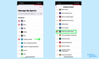 How to set up my sports in iPhone's news app in ios 16 -- find teams in specific leagues