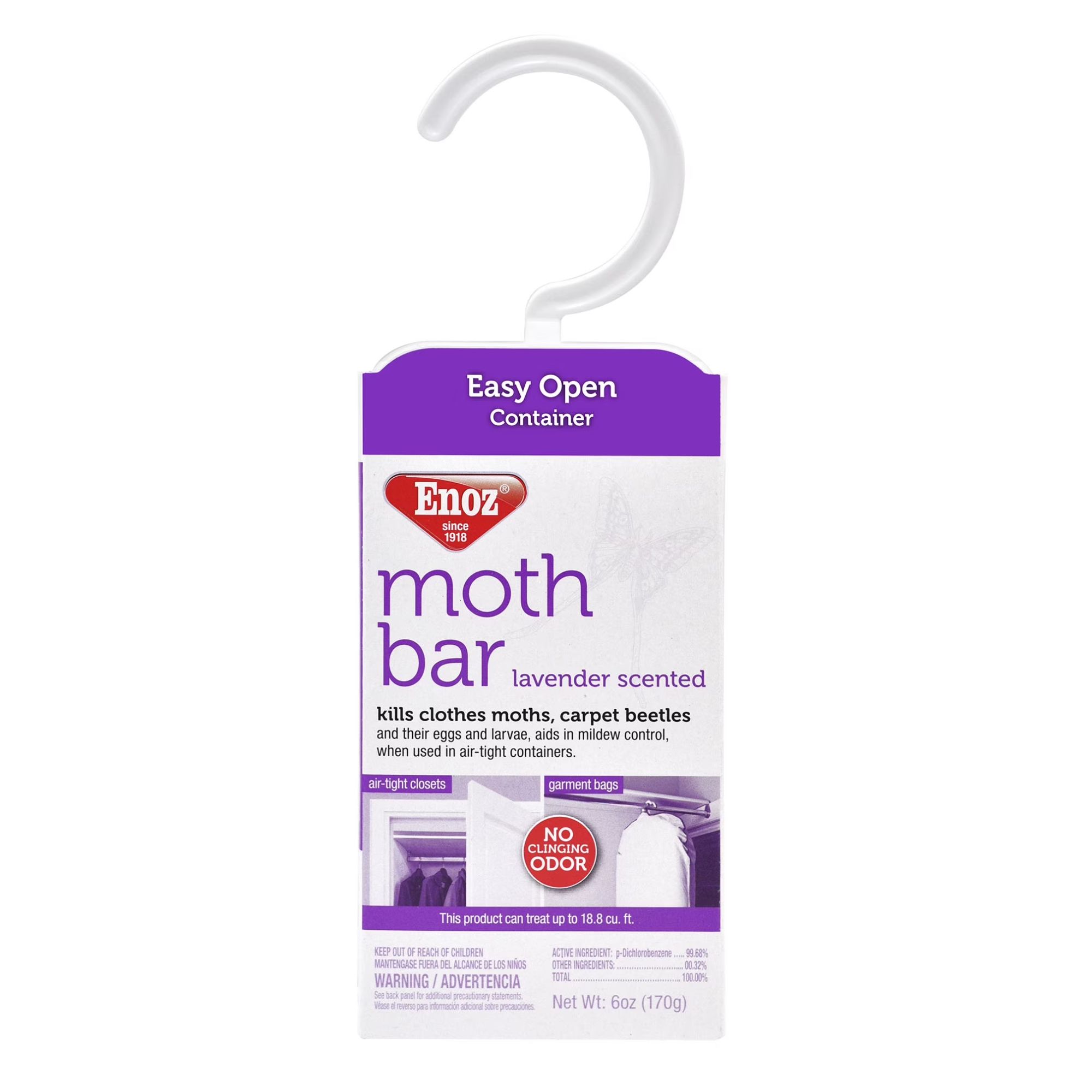 Purple and white moth bar with white hanger