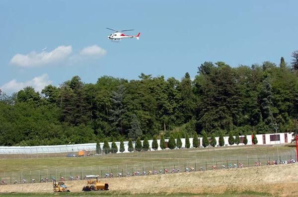 Helicopter follows the race.