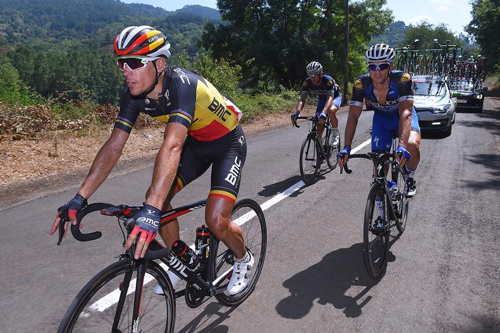 Philippe Gilbert (BMC) speaks to his future teammates at Etixx-QuickStep