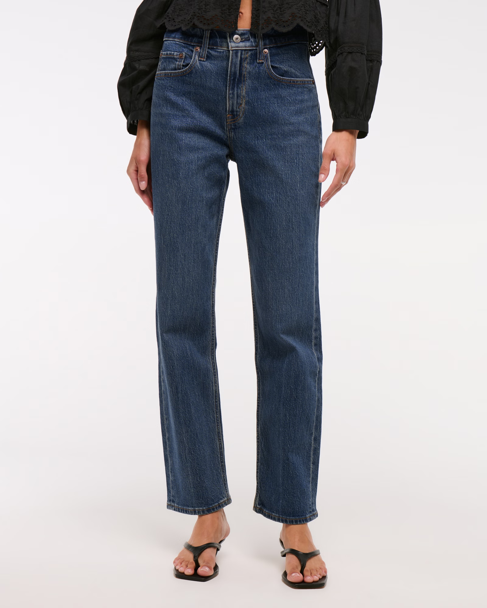 An image of indigo jeans from Abercrombie &amp;amp; Fitch