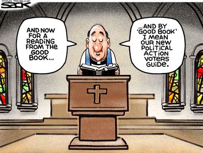 Political Cartoon U.S. Church and State Religious Freedom Politics