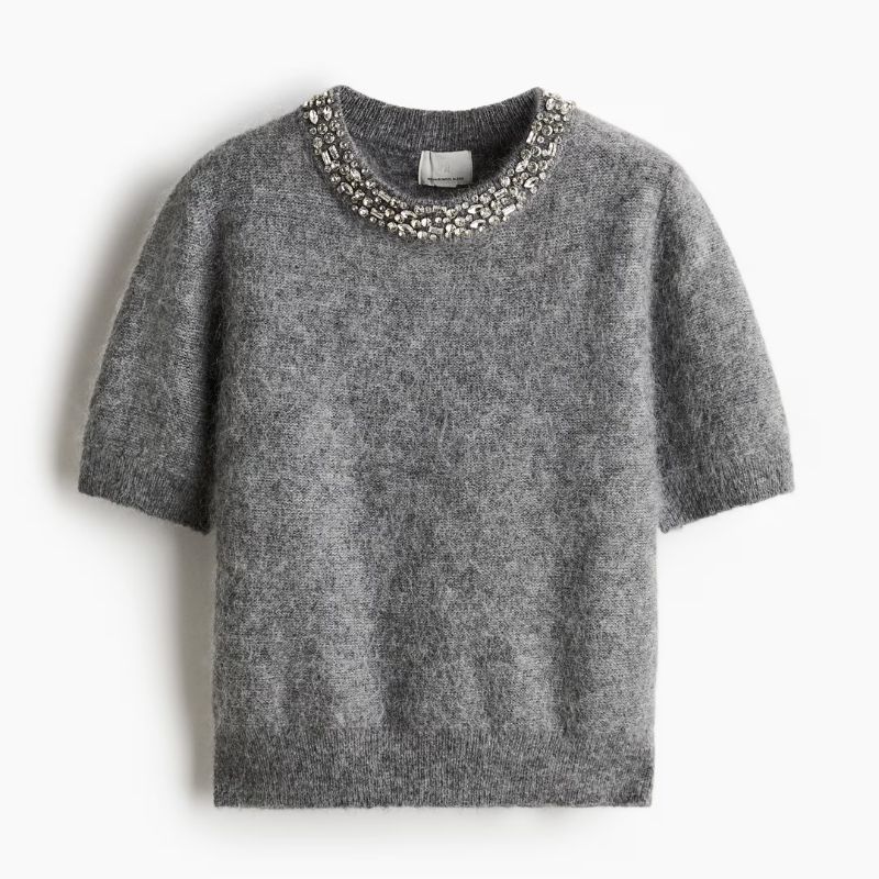 H&amp;amp;M, Mohair-blend Rhinestone-Embellished Top