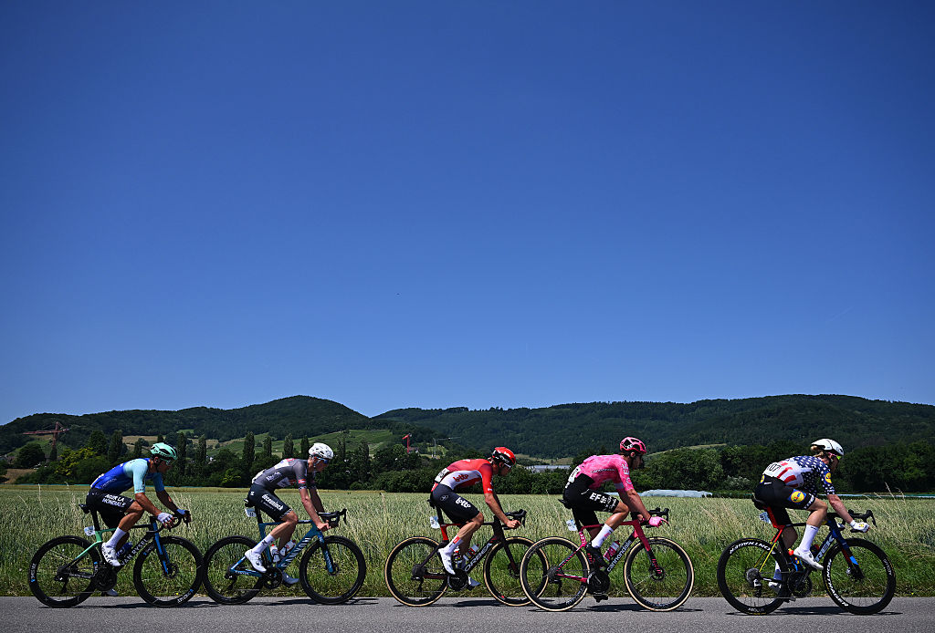 Quinn Simmons leads the early breakaway on stage 3 at the Tour de Suisse 2025