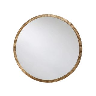 Round fluted brass mirror