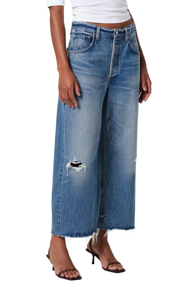 Ayla Raw Hem Crop Wide Leg Jeans