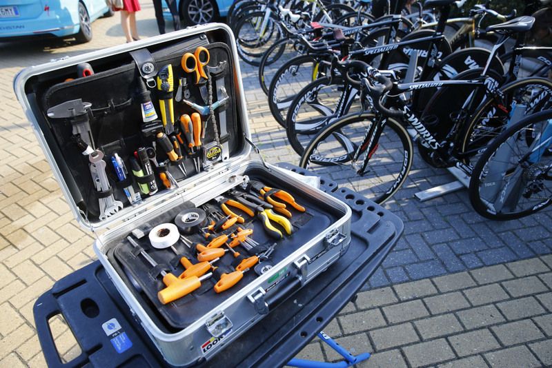 The toolbox of an Astana mechanic