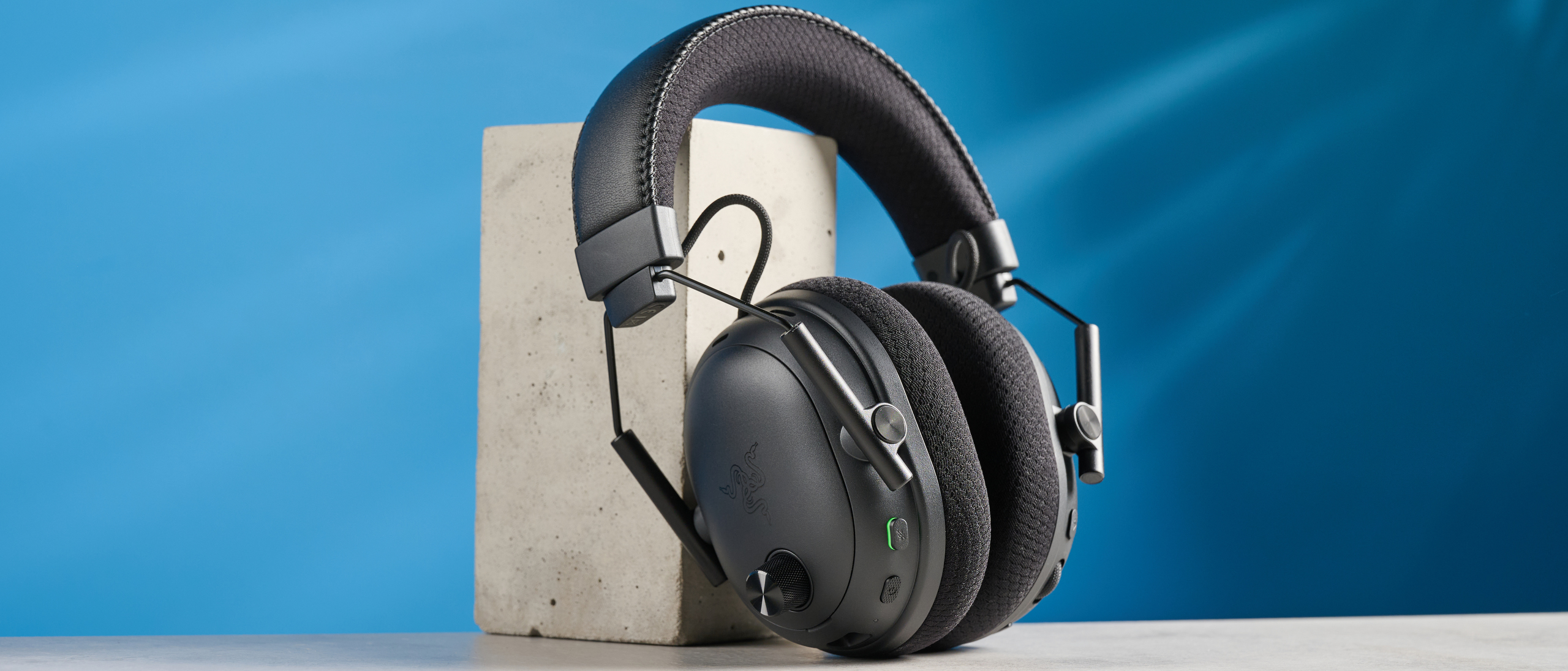 A black Razer BlackShark V3 Pro wireless gaming headset