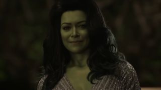 Tatiana Maslany's She-Hulk wearing fancy dress