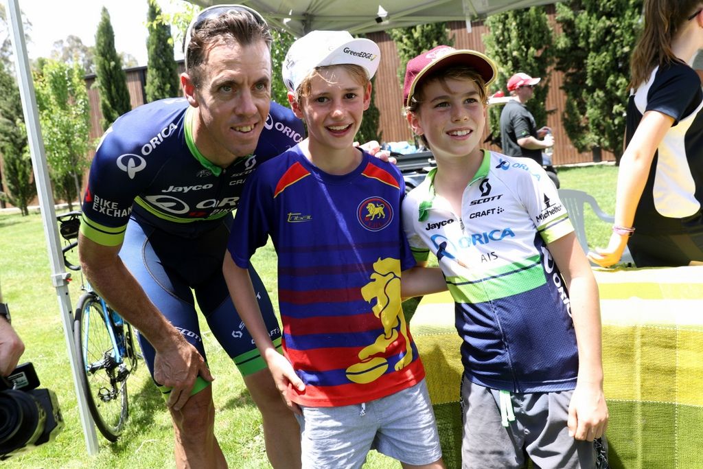 Some young fans get their photo with Mat Hayman