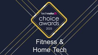 The TechRadar Choice Awards 2025 logo, which is a gold diamond, against a blue background with sharp-angled gold lines