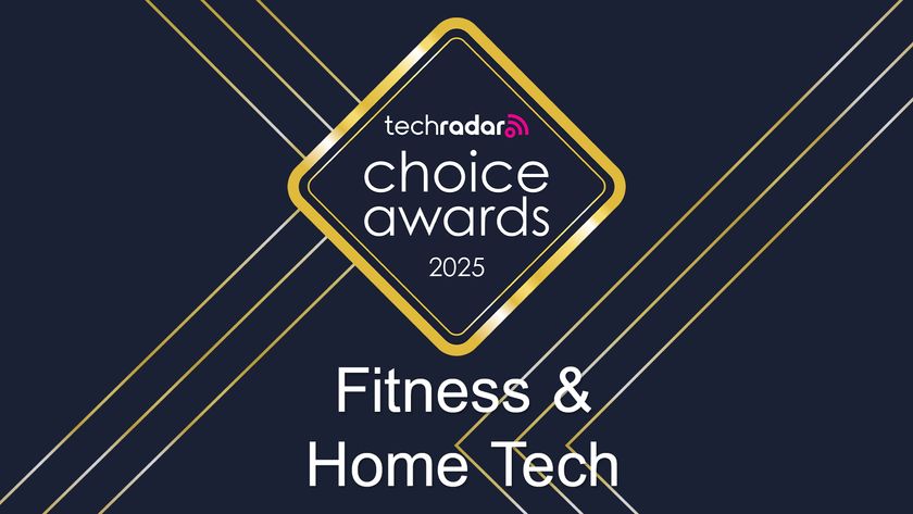 The TechRadar Choice Awards 2025 logo, which is a gold diamond, against a blue background with sharp-angled gold lines