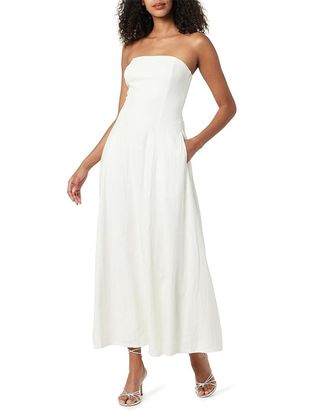 The Drop Women's Carlota Strapless Linen Maxi Dress, Ivory, 4x, Plus Size