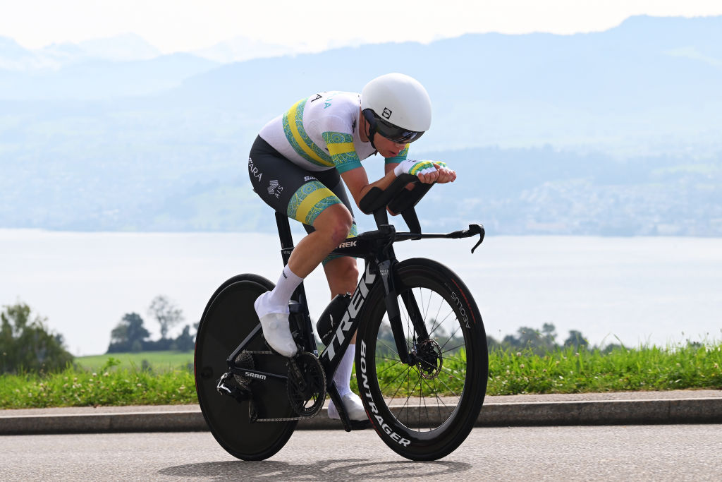 ZURICH SWITZERLAND SEPTEMBER 22 Brodie Chapman of Team Australia sprints during the 97th UCI Cycling World Championships Zurich 2024 Womens Elite Individual Time Trial a 299km one day race from Gossau to Zrich on September 22 2024 in Zurich Switzerland Photo by Dario BelingheriGetty Images