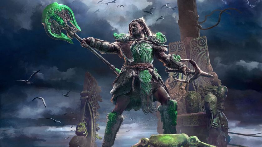 A character stands on a ship, posing.