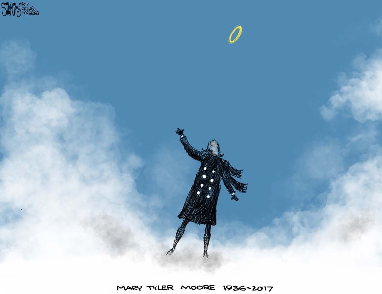 Editorial Cartoon U.S. Mary Tyler Moore death halo