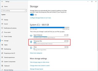 Windows 10 Storage Temporary Files