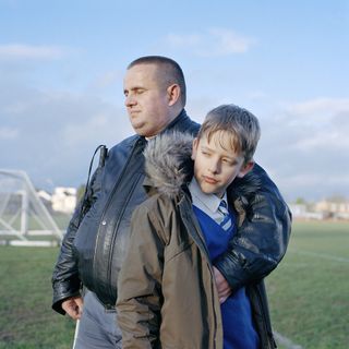 Social Perspectives: "Adrian wraps his arms around his son Luca, on their way home from school. Adrian is blind, which means that touch is a central part of their relationship. For work, he runs training courses on assistive technology for people with visual impairments. As a father, he puts trust in his son to help with everyday activities, from navigating supermarkets to keeping the floor clear of toys. They look after each other."