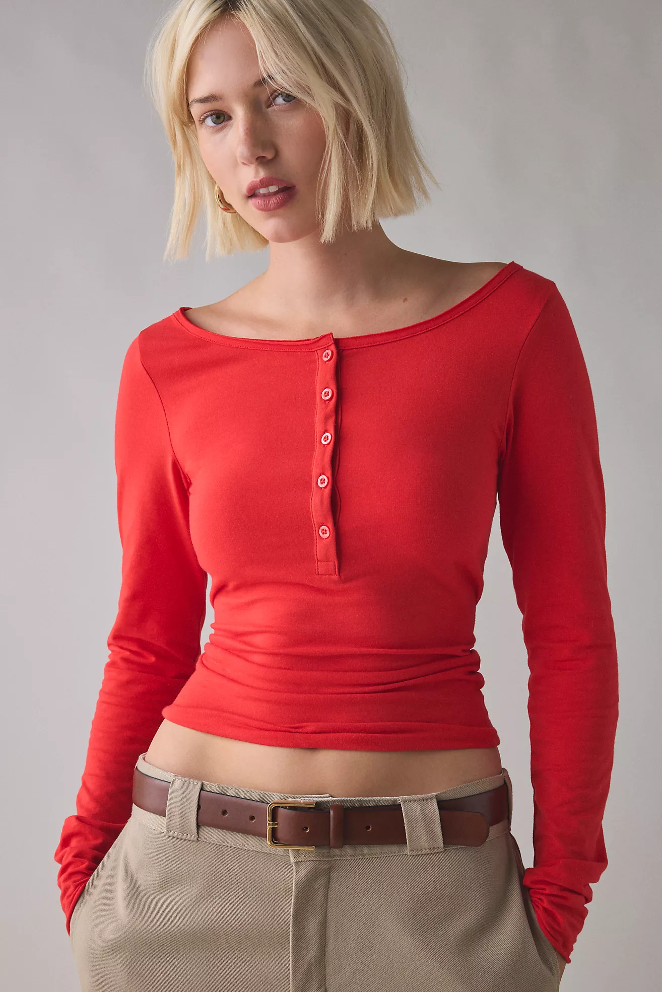 Out From Under Betty Boatneck Long Sleeve Henley Top