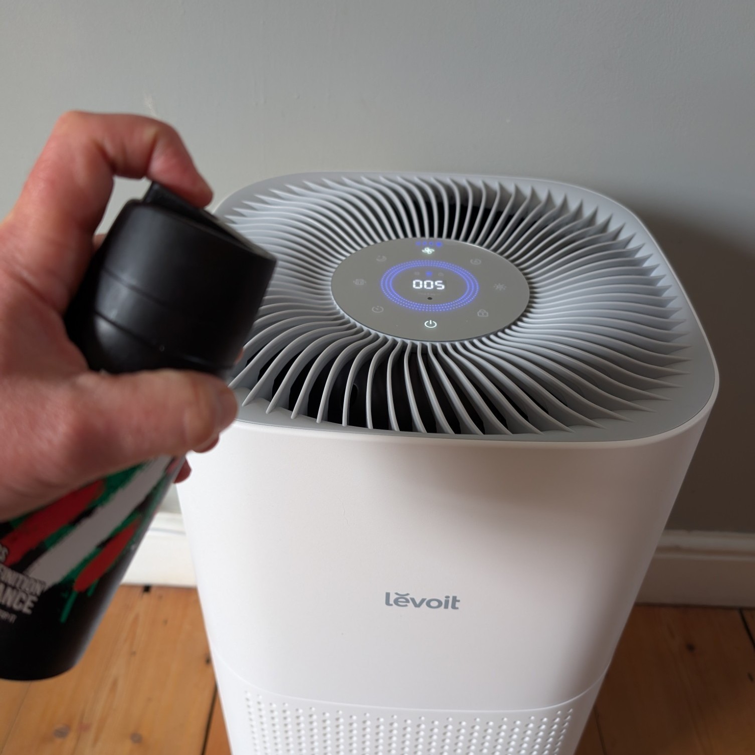 Levoit Core 600S Air Purifier in home testing