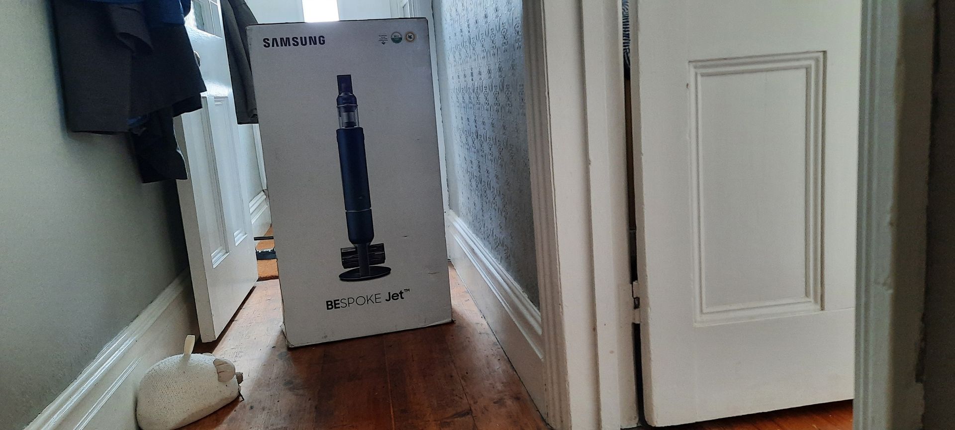 Arrival of the Samsung Bespoke Jet in hallway