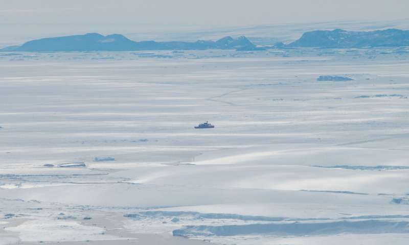 The Japanese research vessel Shirase sails through the ice near Shirase Glacier, in East Antarctica