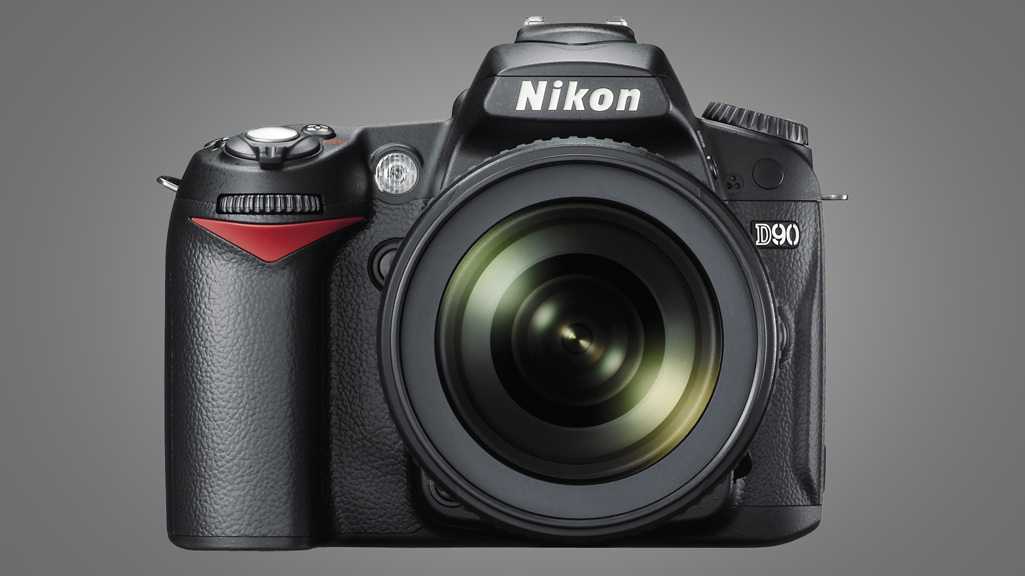 The Nikon D90 on a grey background
