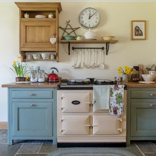 kitchen with cabinet and clock