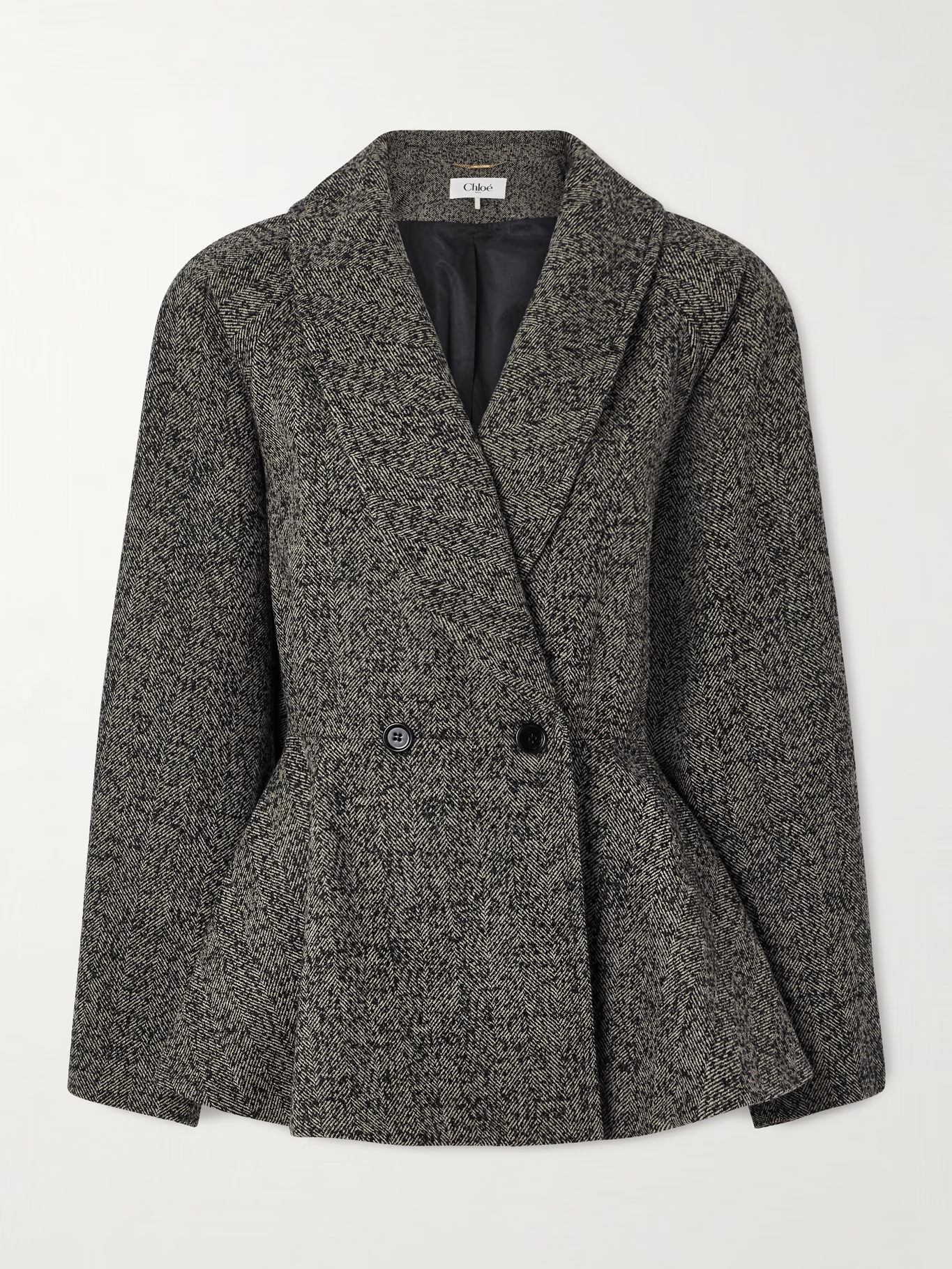 Chlo&amp;eacute;, Double-breasted herringbone wool-blend blazer