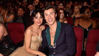 Camila Cabello and Shawn Mendes pose together at an awards show