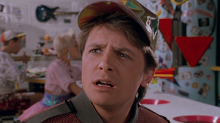 Michael J. Fox in the future in Back To The Future 2