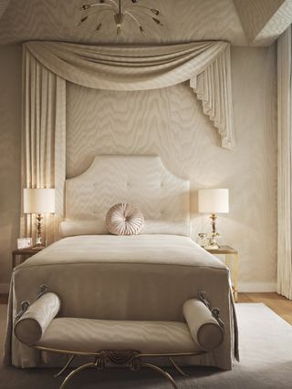 A Hollywood regency inspired bedroom inspired by a photograph of Joan Collins