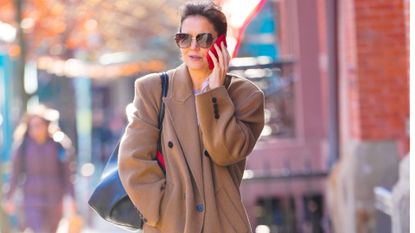 NEW YORK, NEW YORK - DECEMBER 21: Katie Holmes is seen on December 21, 2023 in New York City. (Photo by Raymond Hall/GC Images)