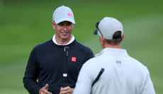 Adam Scott speaks to a player at the BMW PGA Championship