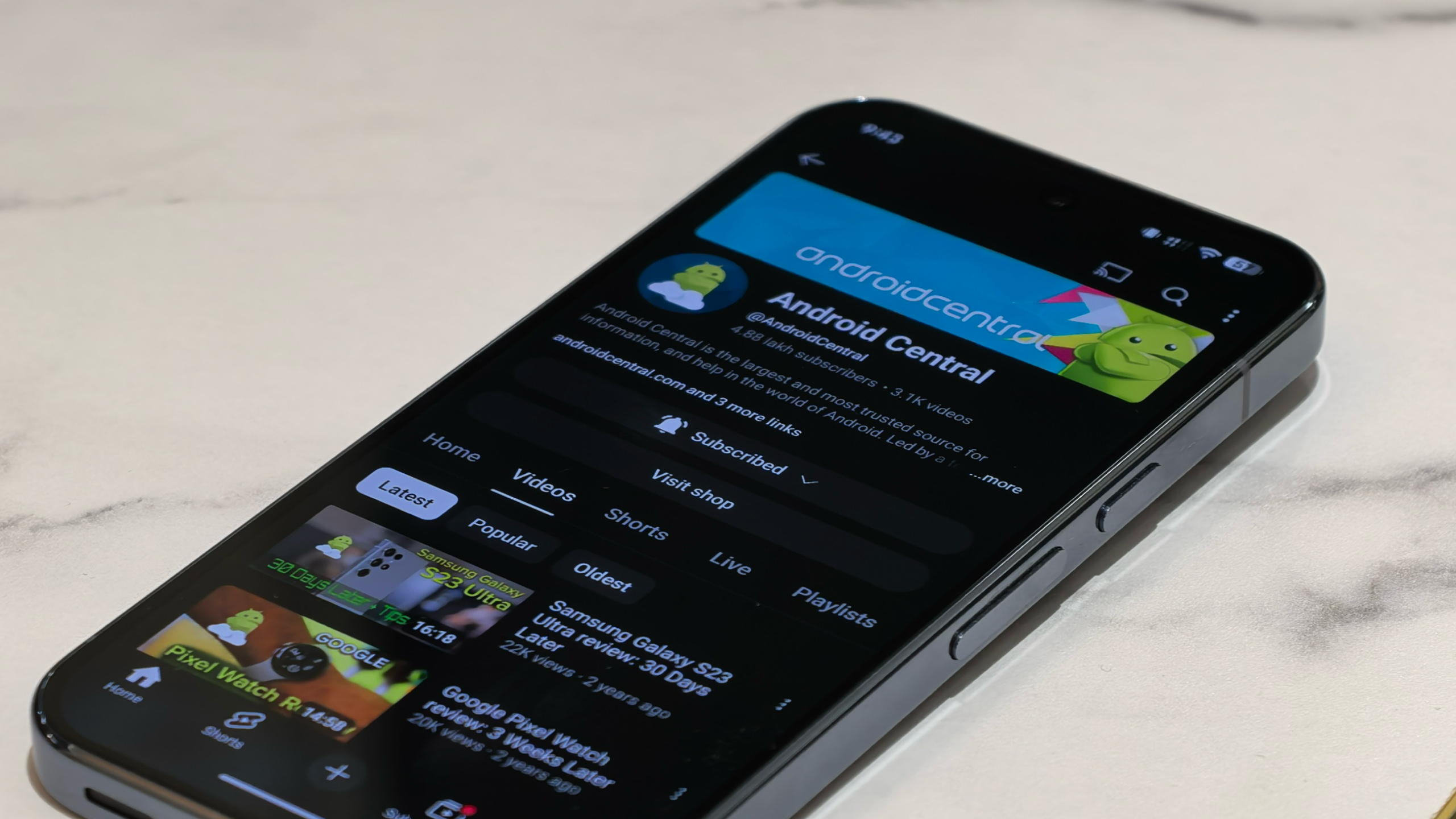 Android Central&#039;s YouTube homepage