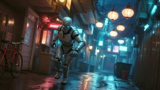 Nvidia Blueprint, a 3d rendered running robot